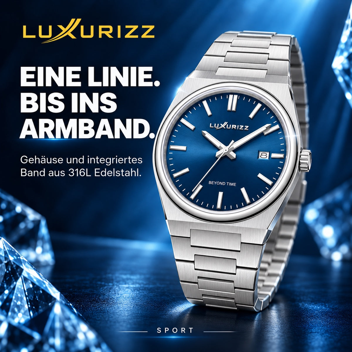 Luxurizz Sport Blau Eine Linie bis ins Armband