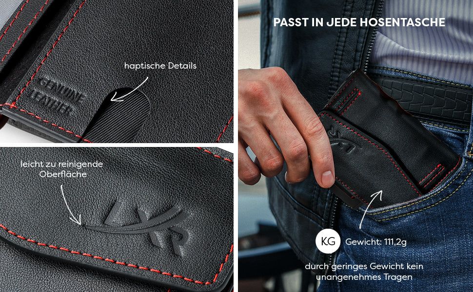 Luxurizz® Slim Wallet aus Echtleder mit Münzfach Produktdetails